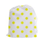 Polka Dots - Yellow on White Drawstring Pouch (XXl)