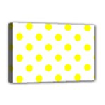 Polka Dots - Yellow on White Deluxe Canvas 18  x 12  (Stretched)