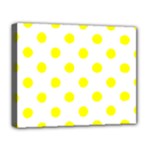 Polka Dots - Yellow on White Deluxe Canvas 20  x 16  (Stretched)