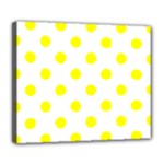 Polka Dots - Yellow on White Deluxe Canvas 24  x 20  (Stretched)