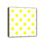 Polka Dots - Yellow on White Mini Canvas 4  x 4  (Stretched)