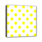 Polka Dots - Yellow on White Mini Canvas 6  x 6  (Stretched)