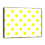 Polka Dots - Yellow on White Canvas 16  x 12  (Stretched)