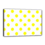 Polka Dots - Yellow on White Canvas 18  x 12  (Stretched)