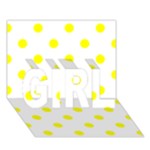 Polka Dots - Yellow on White GIRL 3D Greeting Card (7x5)