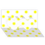Polka Dots - Yellow on White Twin Hearts 3D Greeting Card (8x4)