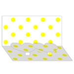 Polka Dots - Yellow on White Twin Heart Bottom 3D Greeting Card (8x4)