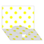 Polka Dots - Yellow on White Circle Bottom 3D Greeting Card (7x5)