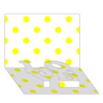 Polka Dots - Yellow on White LOVE Bottom 3D Greeting Card (7x5)