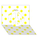 Polka Dots - Yellow on White Peace Sign 3D Greeting Card (7x5)