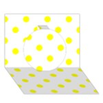 Polka Dots - Yellow on White Circle 3D Greeting Card (7x5)