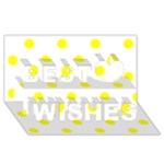 Polka Dots - Yellow on White Best Wish 3D Greeting Card (8x4)