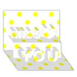Polka Dots - Yellow on White Miss You 3D Greeting Card (7x5)