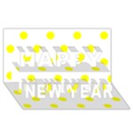 Polka Dots - Yellow on White Happy New Year 3D Greeting Card (8x4)