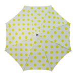 Polka Dots - Yellow on White Golf Umbrella