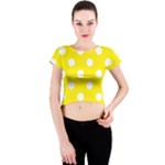 Polka Dots - White on Canary Yellow Crew Neck Crop Top