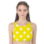 Polka Dots - White on Canary Yellow Tank Bikini Top