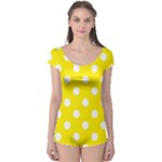 Polka Dots - White on Canary Yellow Boyleg Leotard (Ladies)