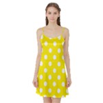 Polka Dots - White on Canary Yellow Satin Night Slip