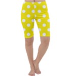 Polka Dots - White on Canary Yellow Cropped Leggings