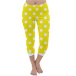 Polka Dots - White on Canary Yellow Capri Winter Leggings