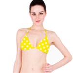 Polka Dots - White on Canary Yellow Bikini Top