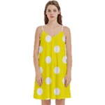 Polka Dots - White on Canary Yellow Women s Reversible Sports Bra with Border