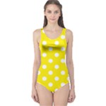 Polka Dots - White on Canary Yellow One Piece Swimsuit