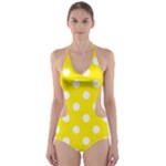 Polka Dots - White on Canary Yellow Cut-Out One Piece Swimsuit