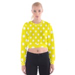 Polka Dots - White on Canary Yellow Women s Cropped Sweatshirt