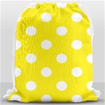 Polka Dots - White on Canary Yellow Drawstring Bag (Large)
