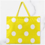 Polka Dots - White on Canary Yellow Zipper Large Tote Bag