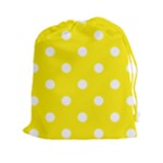 Polka Dots - White on Canary Yellow Drawstring Pouch (XXl)