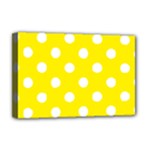 Polka Dots - White on Canary Yellow Deluxe Canvas 18  x 12  (Stretched)