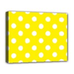 Polka Dots - White on Canary Yellow Deluxe Canvas 20  x 16  (Stretched)