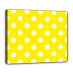 Polka Dots - White on Canary Yellow Deluxe Canvas 24  x 20  (Stretched)