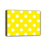 Polka Dots - White on Canary Yellow Mini Canvas 7  x 5  (Stretched)