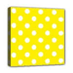 Polka Dots - White on Canary Yellow Mini Canvas 8  x 8  (Stretched)