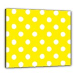 Polka Dots - White on Canary Yellow Canvas 24  x 20  (Stretched)