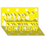 Polka Dots - White on Canary Yellow Happy Birthday 3D Greeting Card (8x4)
