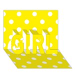 Polka Dots - White on Canary Yellow GIRL 3D Greeting Card (7x5)