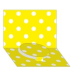 Polka Dots - White on Canary Yellow Circle Bottom 3D Greeting Card (7x5)
