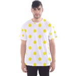 Polka Dots - Canary Yellow on White Men s Sport Mesh Tee