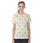 Polka Dots - Canary Yellow on White Women s Cotton Tee