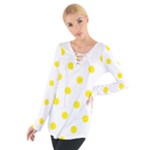 Polka Dots - Canary Yellow on White Women s Tie Up Tee