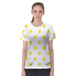 Polka Dots - Canary Yellow on White Women s Sport Mesh Tee