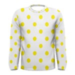 Polka Dots - Canary Yellow on White Men s Long Sleeve T-shirt