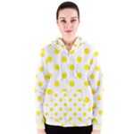 Polka Dots - Canary Yellow on White Women s Zipper Hoodie