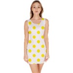 Polka Dots - Canary Yellow on White Bodycon Dress