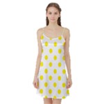 Polka Dots - Canary Yellow on White Satin Night Slip